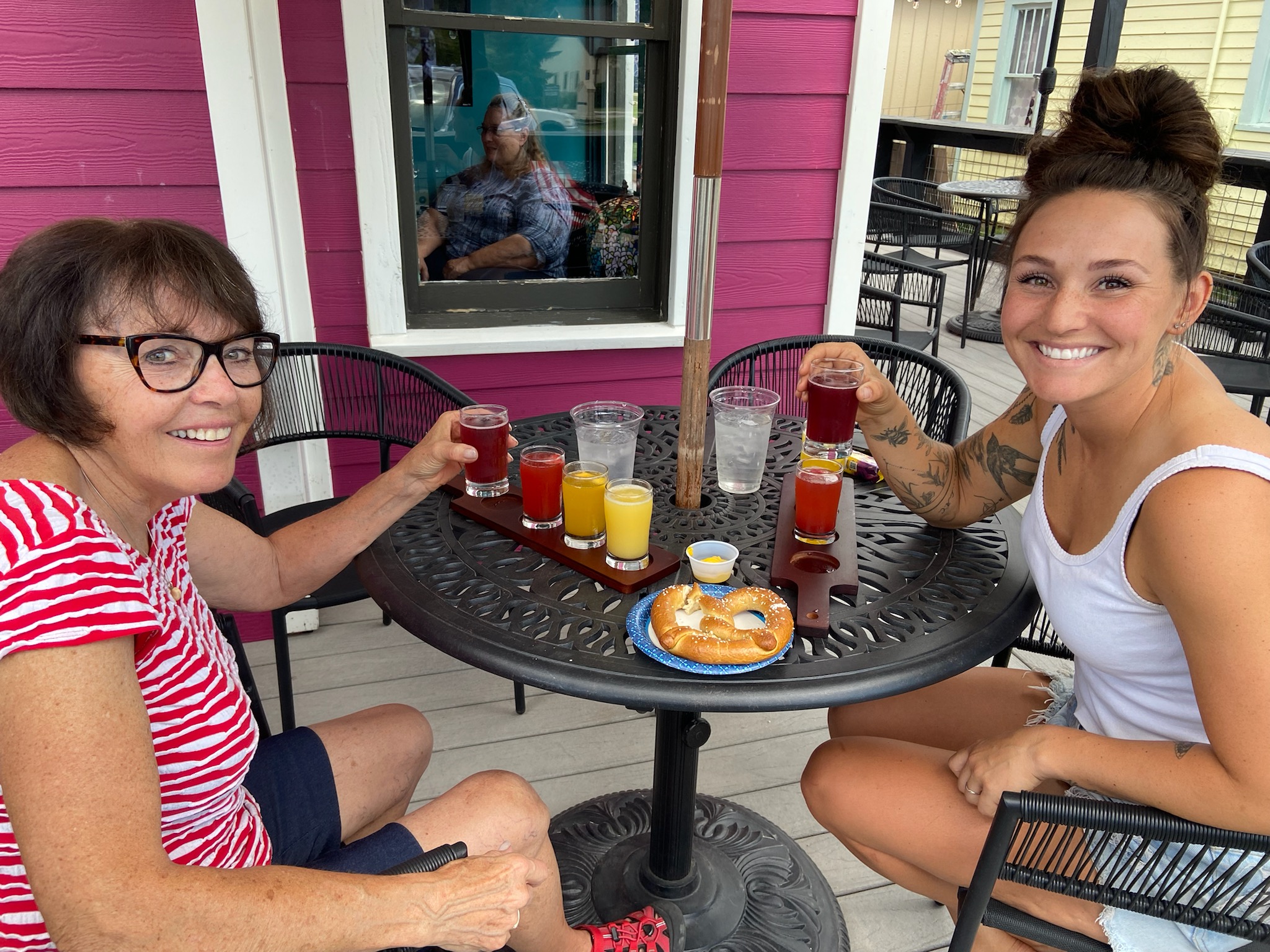 We have Mimosa Flights on the patio. Come and join us.